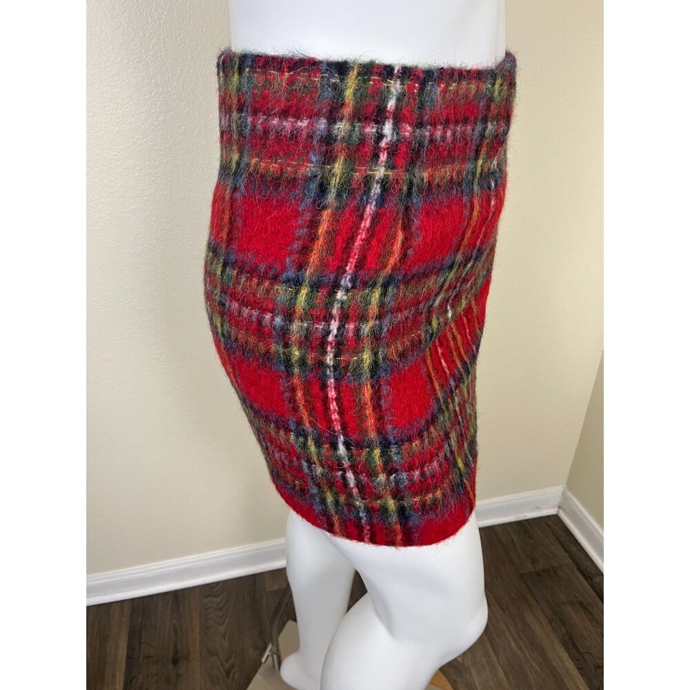 Lauren Ralph Lauren Women Size 10 Red Plaid Mohair Pencil Mini Skirt Preppy NEW - Picture 12 of 16
